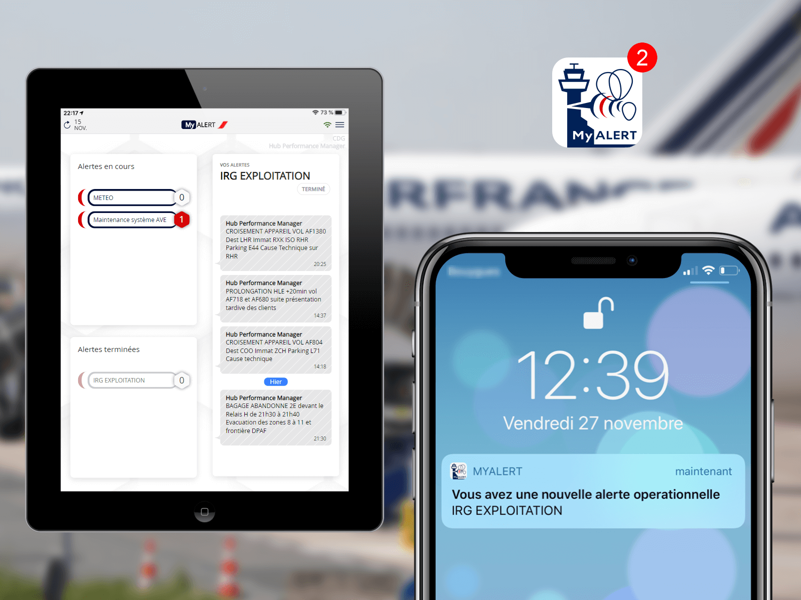 Air France COMOPS MyALERT iPad Alerte terminée et Notification